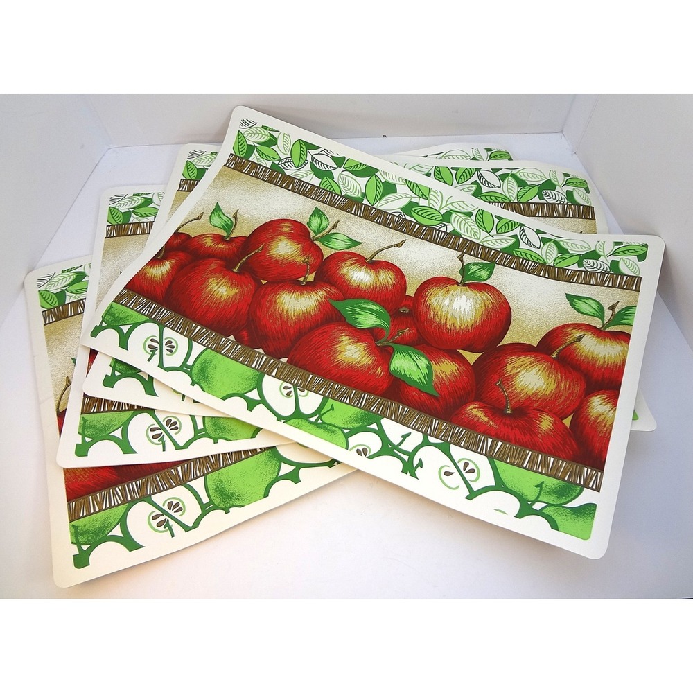 Set of 6 Vintage Red Apple Placemats Table Decor Kitchen Farmhouse Kitchen‎